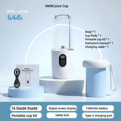 Portable Electric Blender Bottle – 6-Blade Smoothie Maker USB