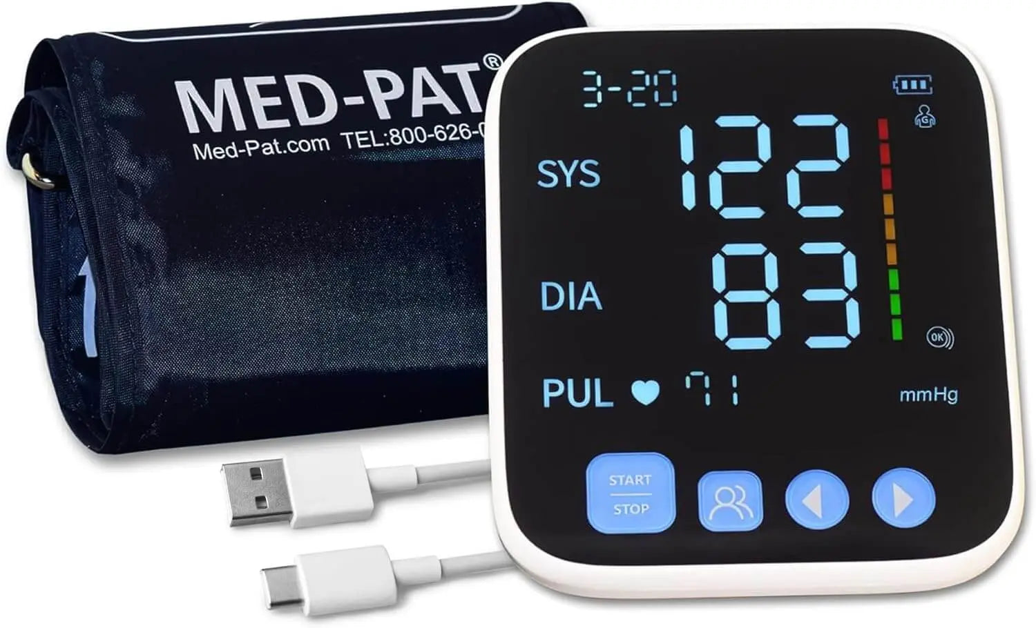 Med-Pat BP-S Arm Blood Pressure Monitor Easy One-Touch Operation