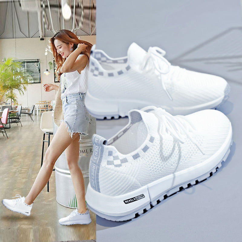 Women's Lightweight Flyknit Running Shoes Fashionable Casual Mesh Sneakers